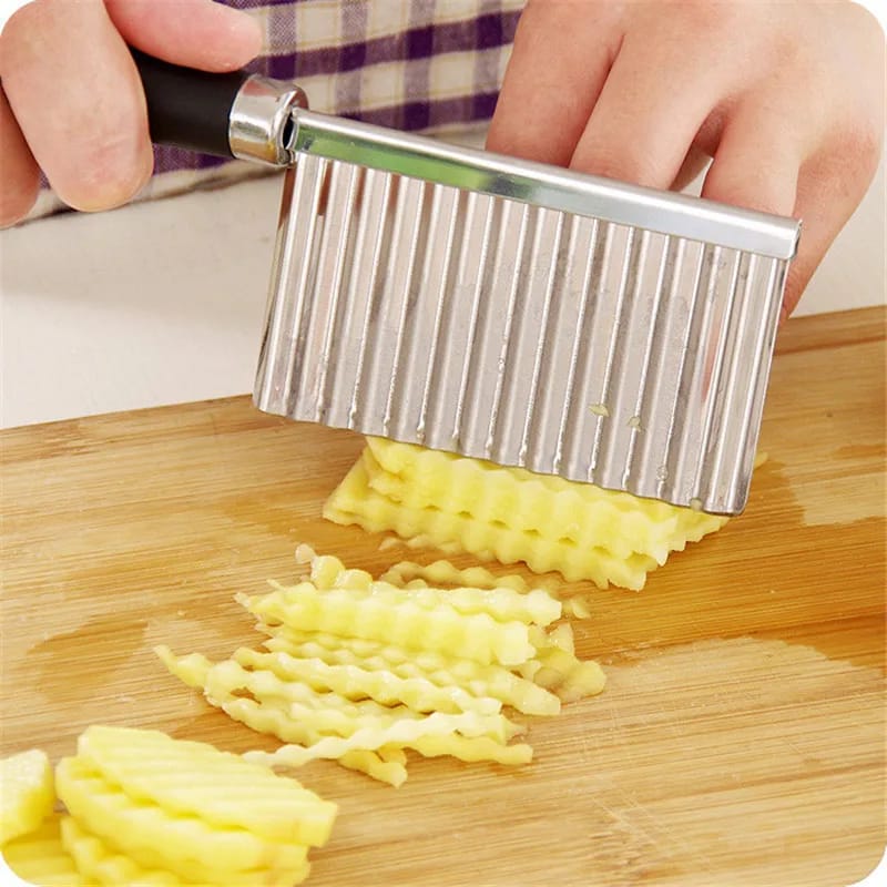 (Easter sale) HOT SELLING KITCHEN VEGETABLE WAVE KNIFE SERRATED BLADE CHOPPER STAINLESS STEEL FRENCH FRY POTATO CUTTER BUY IN KENYA