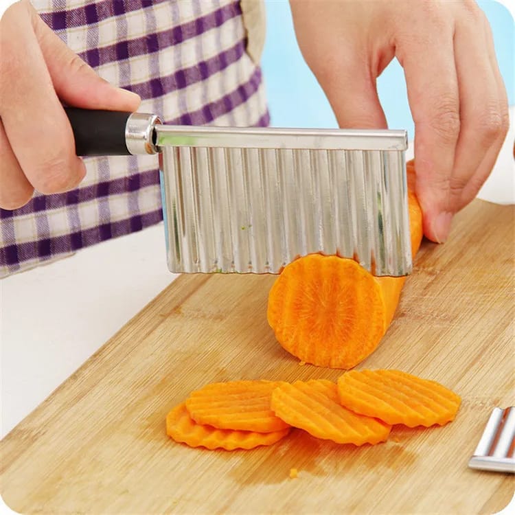 (Easter sale) HOT SELLING KITCHEN VEGETABLE WAVE KNIFE SERRATED BLADE CHOPPER STAINLESS STEEL FRENCH FRY POTATO CUTTER BUY IN KENYA