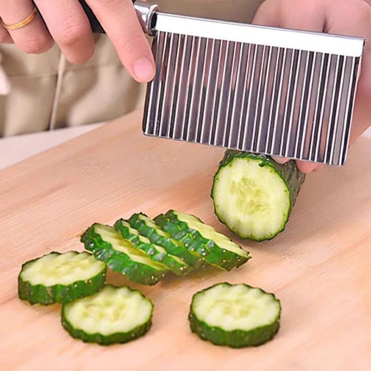 (Easter sale) HOT SELLING KITCHEN VEGETABLE WAVE KNIFE SERRATED BLADE CHOPPER STAINLESS STEEL FRENCH FRY POTATO CUTTER BUY IN KENYA