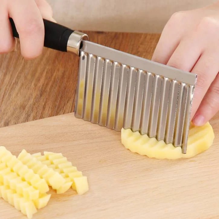 (Easter sale) HOT SELLING KITCHEN VEGETABLE WAVE KNIFE SERRATED BLADE CHOPPER STAINLESS STEEL FRENCH FRY POTATO CUTTER BUY IN KENYA