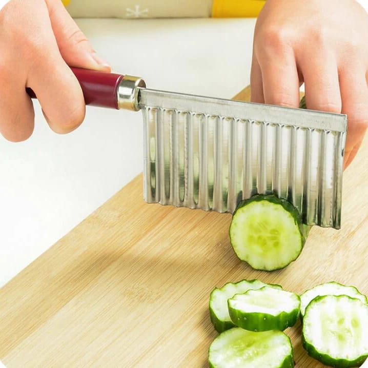 (Easter sale) HOT SELLING KITCHEN VEGETABLE WAVE KNIFE SERRATED BLADE CHOPPER STAINLESS STEEL FRENCH FRY POTATO CUTTER BUY IN KENYA