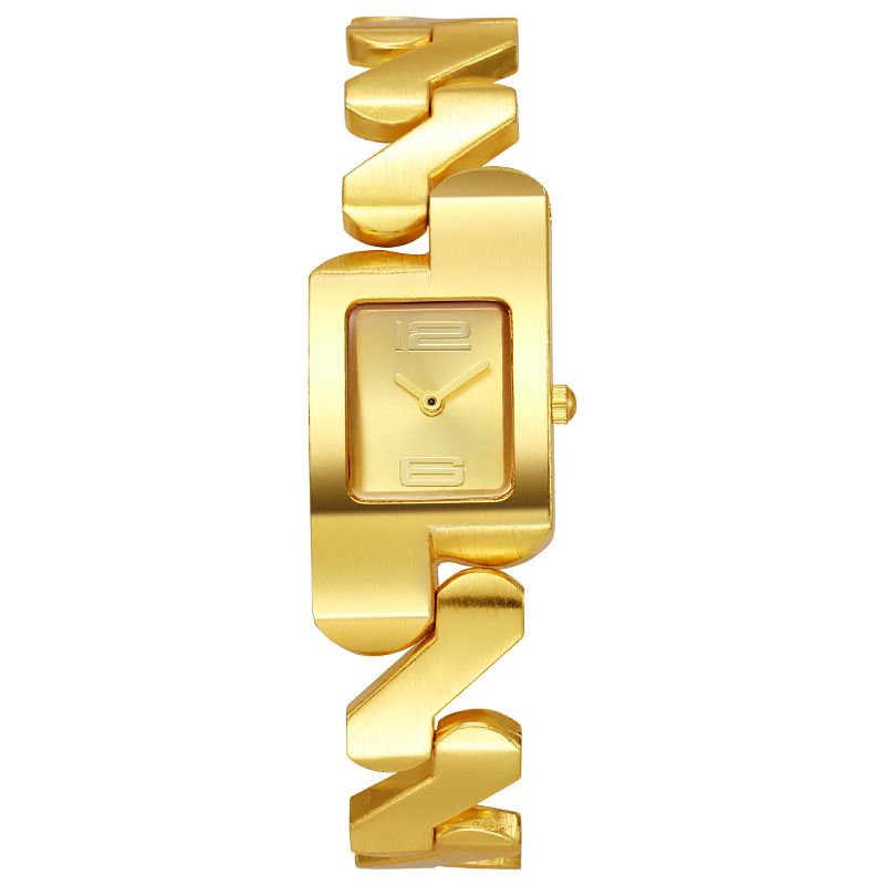 2024 New Innovative Design Retro Square Quartz Business Men's Bracelet Metal Watch Light Luxury Fashion Gold Classic Middle School Student Cool Watch