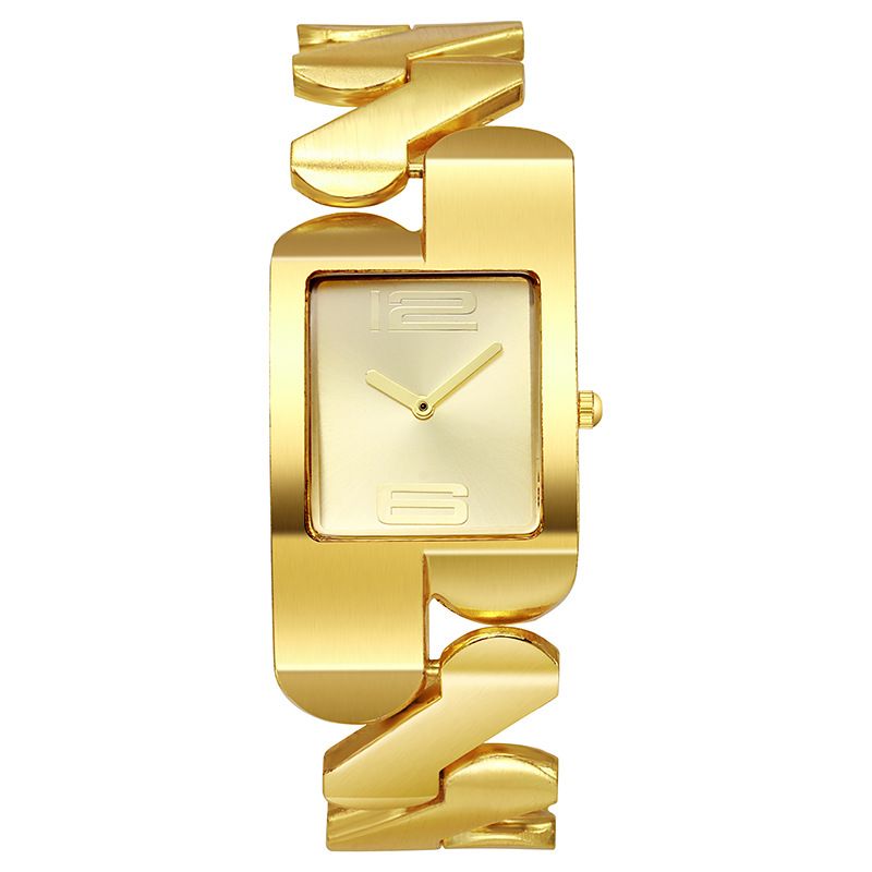 2024 New Innovative Design Retro Square Quartz Business Men's Bracelet Metal Watch Light Luxury Fashion Gold Classic Middle School Student Cool Watch