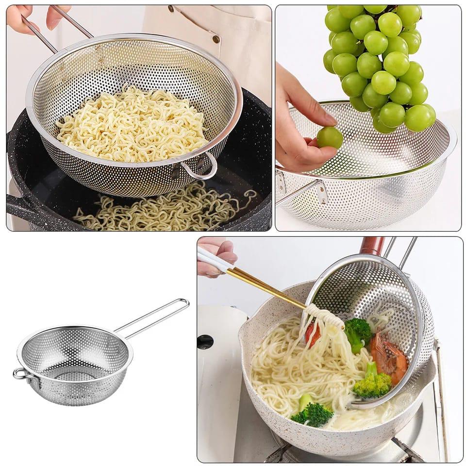 Stainless Steel Colander with Long Handle Versatile Kitchen Strainer