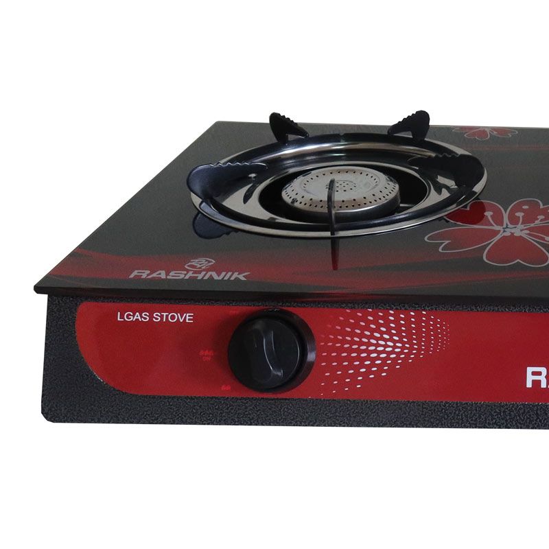 RASHNIK    RN-201  2  Burner GLass  Top Gas  Cooker  Gas Stove with  Steel Construction Piezoelectric Ignition