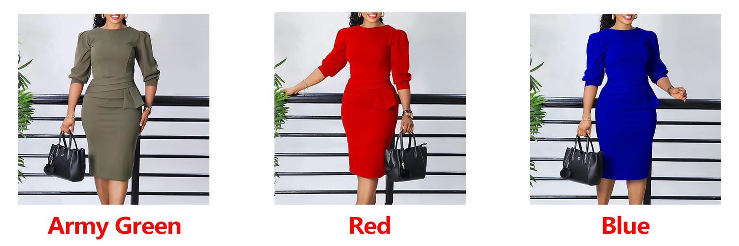 Women's 2024 summer new round neck pleated temperament fashion OL Tongle pencil skirt Europe and the United States dresses