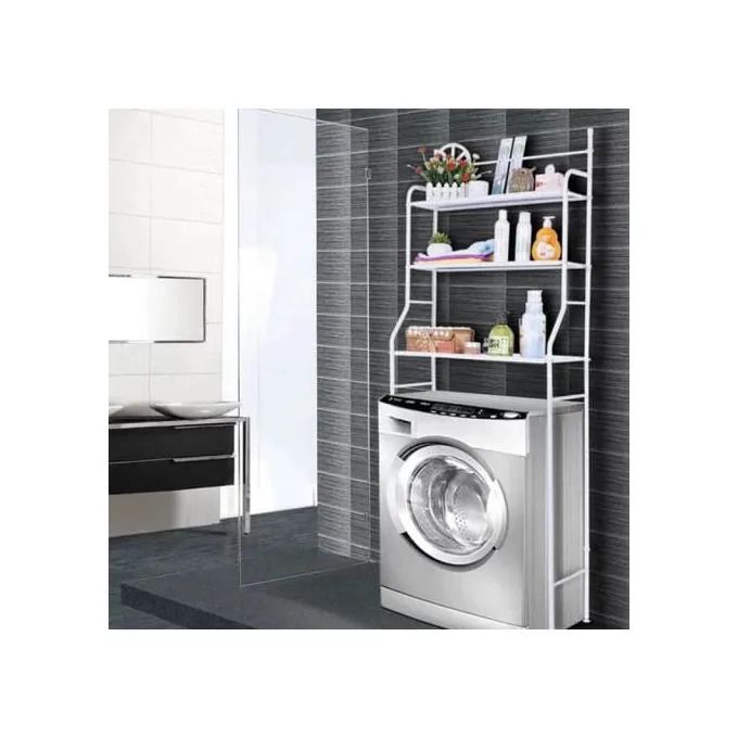 Stanny bathroom space saver over the toilet storage rack shelf above washing machine standing organizer 3-tier height adjustable washing machine storage rack bathroom large storage Black 3 tier