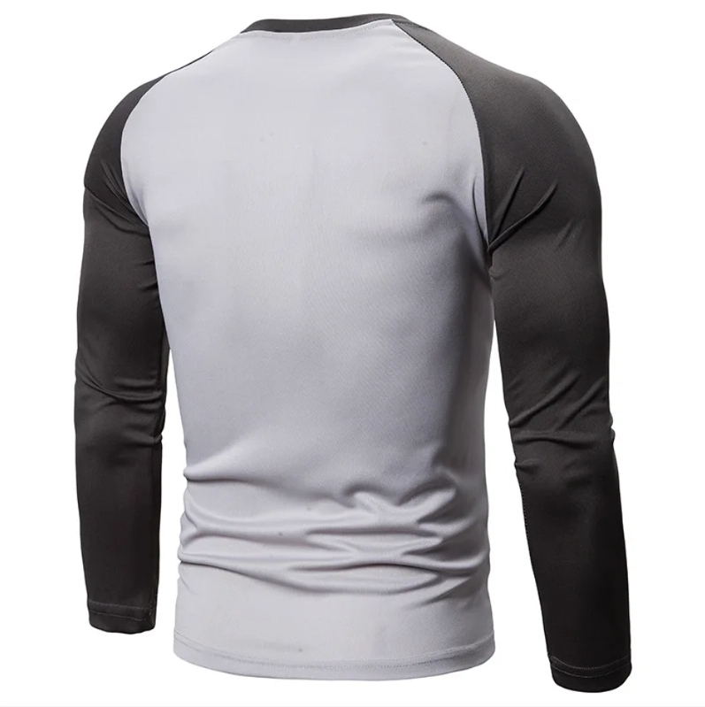 Spring Autumn Contrast Color Long Sleeve T-Shirts Man High Street Casual Round Neck Comfortable Tees Round Neck All-match Tops