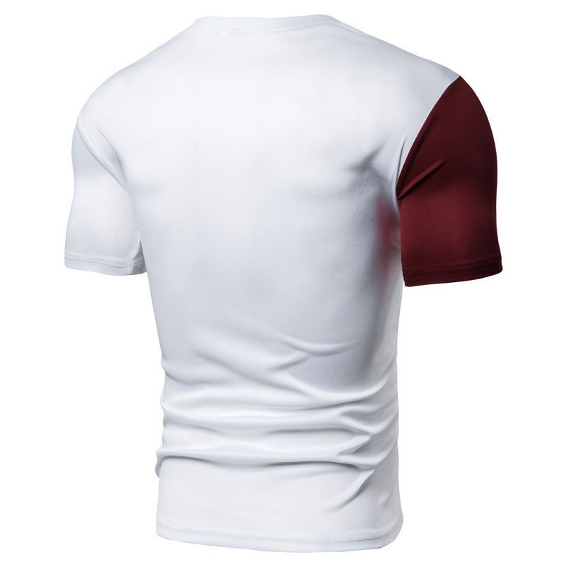 Men's short sleeved T-shirt splicing round neck men's T-shirt top summer T-shirt pullover top