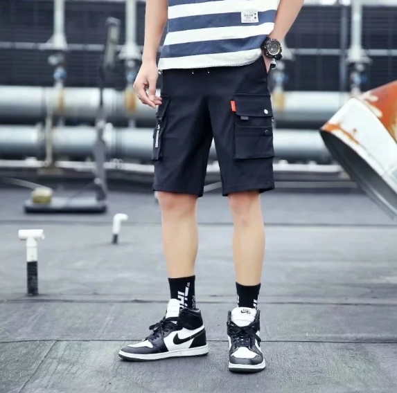 New Summer Style Instrendy Brand Men's Casual Shorts Loose Fit Multi-pocket Work Wear Student Pants