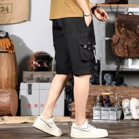 New Summer Style Instrendy Brand Men's Casual Shorts Loose Fit Multi-pocket Work Wear Student Pants