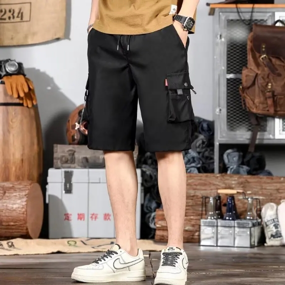 New Summer Style Instrendy Brand Men's Casual Shorts Loose Fit Multi-pocket Work Wear Student Pants
