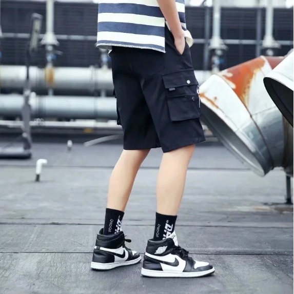 New Summer Style Instrendy Brand Men's Casual Shorts Loose Fit Multi-pocket Work Wear Student Pants