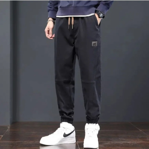 Street Casual Patch Pockets Cargo Pants Men's Waist Drawstring Tie One's Feet All-match Trend Trousers