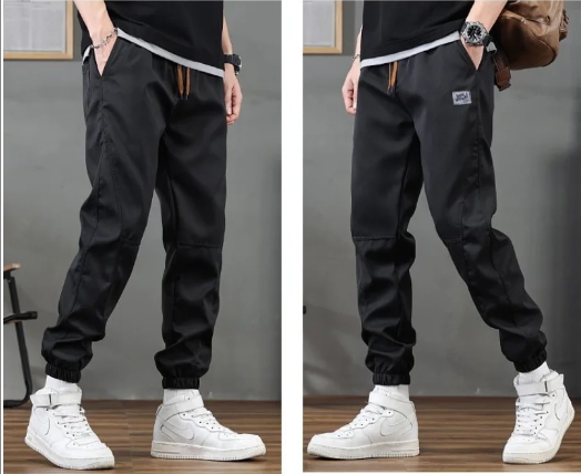 Street Casual Patch Pockets Cargo Pants Men's Waist Drawstring Tie One's Feet All-match Trend Trousers
