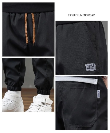 Street Casual Patch Pockets Cargo Pants Men's Waist Drawstring Tie One's Feet All-match Trend Trousers