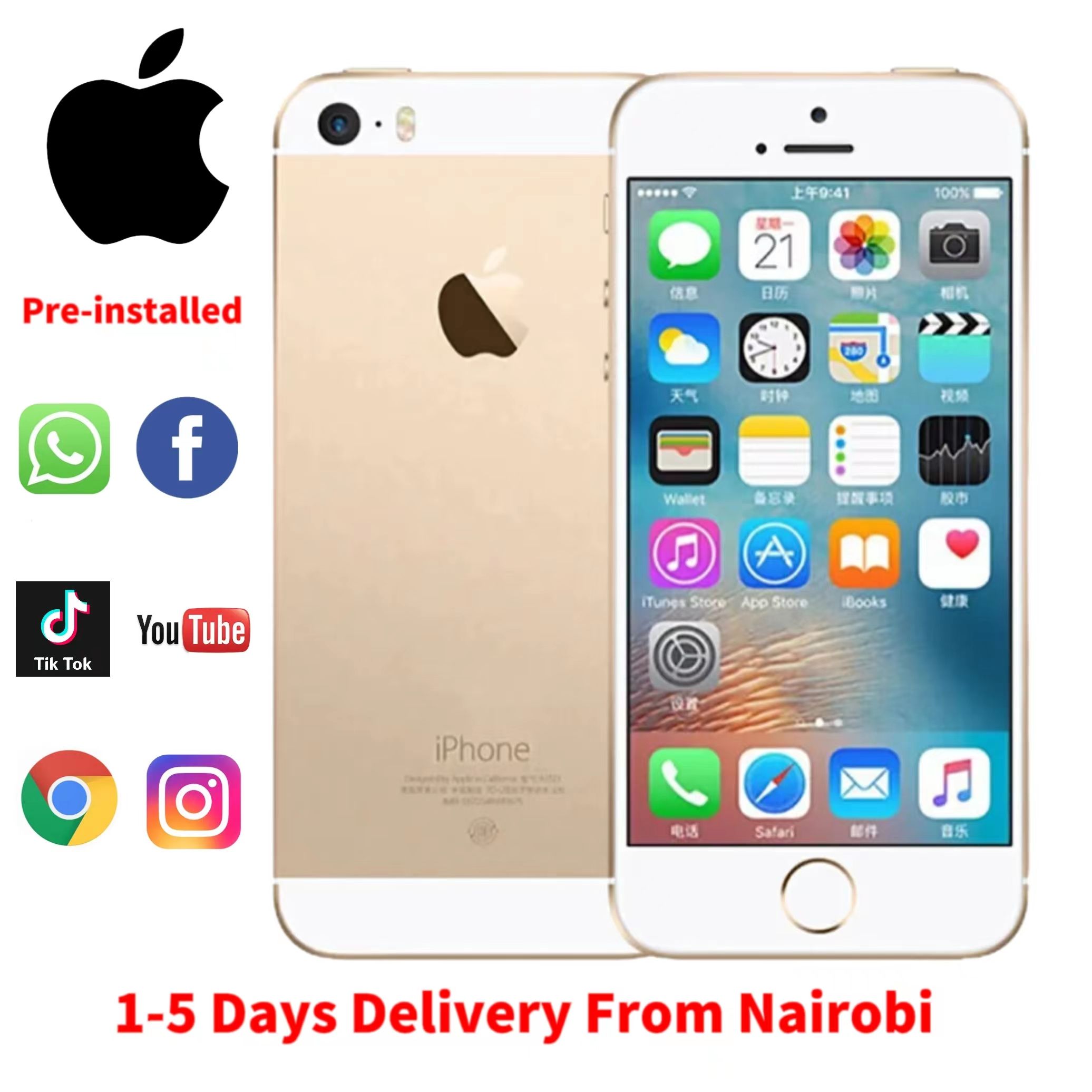 Refurbished Unlocked Apple iPhone 5s 16G/32G/64G Fingerprint IOS iphone5s Already installed YouTube, WhatsApp