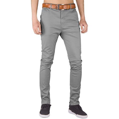 Soft Khaki trousers-Gray (Slim-fit Stretchable Khaki Trouser For Men)-Gray. Sizes: 30-34. Non-fading khkaki trousers.
