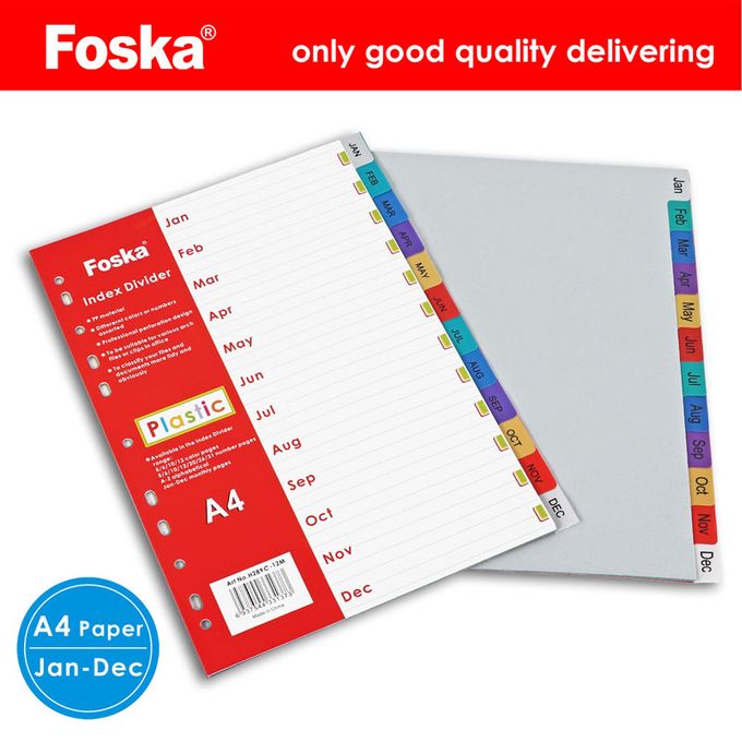 PVC File Index Divider Jan-Dec