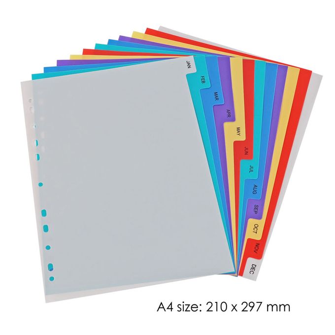Jan-Dec PVC File Index Divider