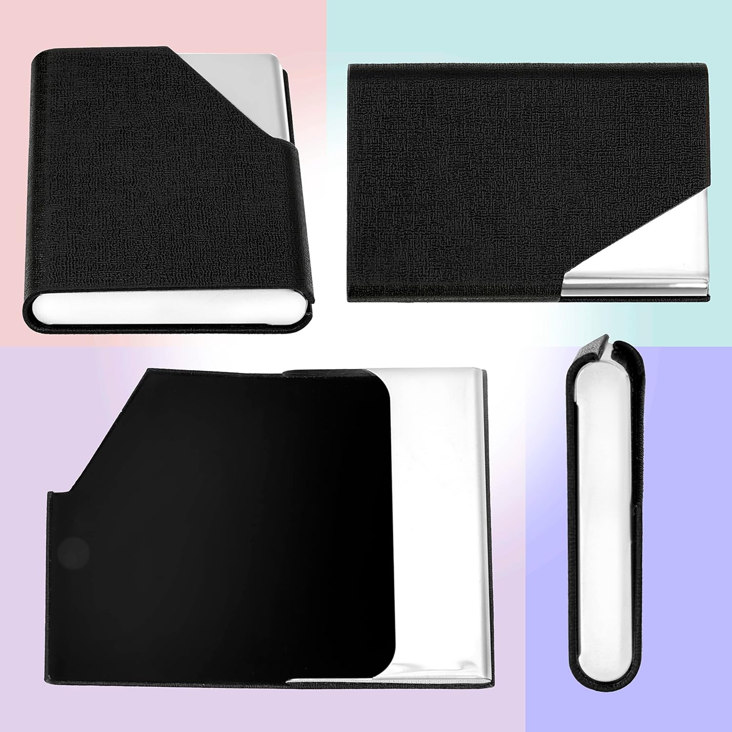 Leather Pocket Size Stainless Steel Multi Business Card Holders