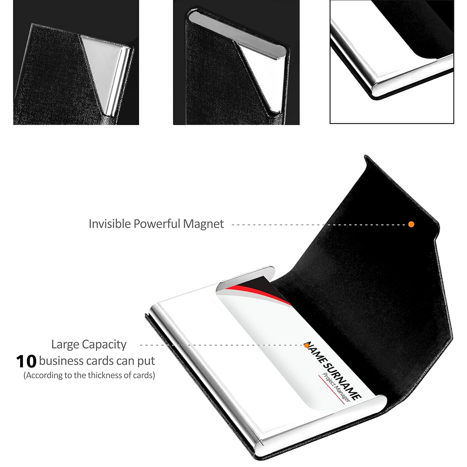 Leather Pocket Size Stainless Steel Multi Business Card Holders