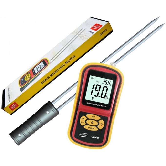 Handheld LCD Digital Grain Moisture Meter Hygrometer With Measuring Probe For Corn Wheat Rice Bean