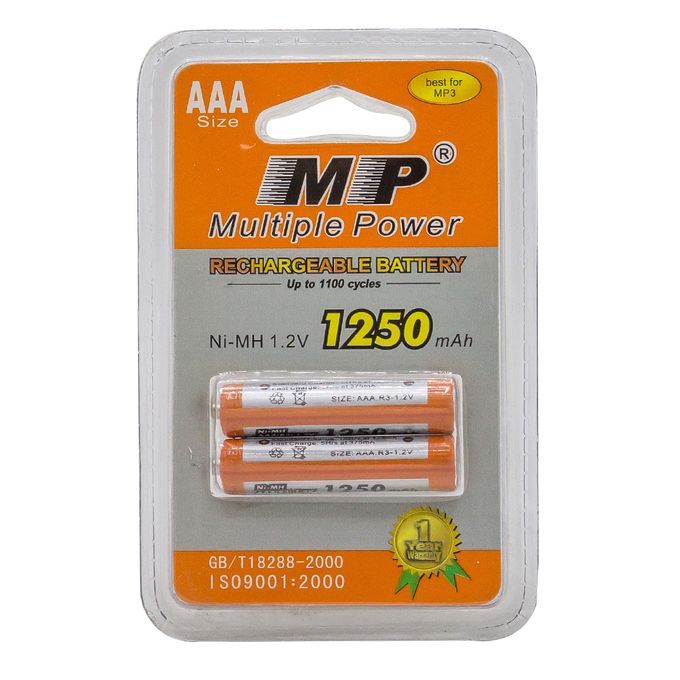 Multiple Power AAA 1.2V 1250mAh Rechargeable Battery, Re-charged For Up To 1000 Times
