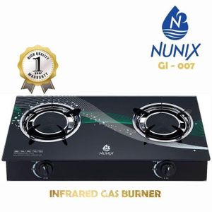 Glass Top And Infrared Gas Stove Double Burner