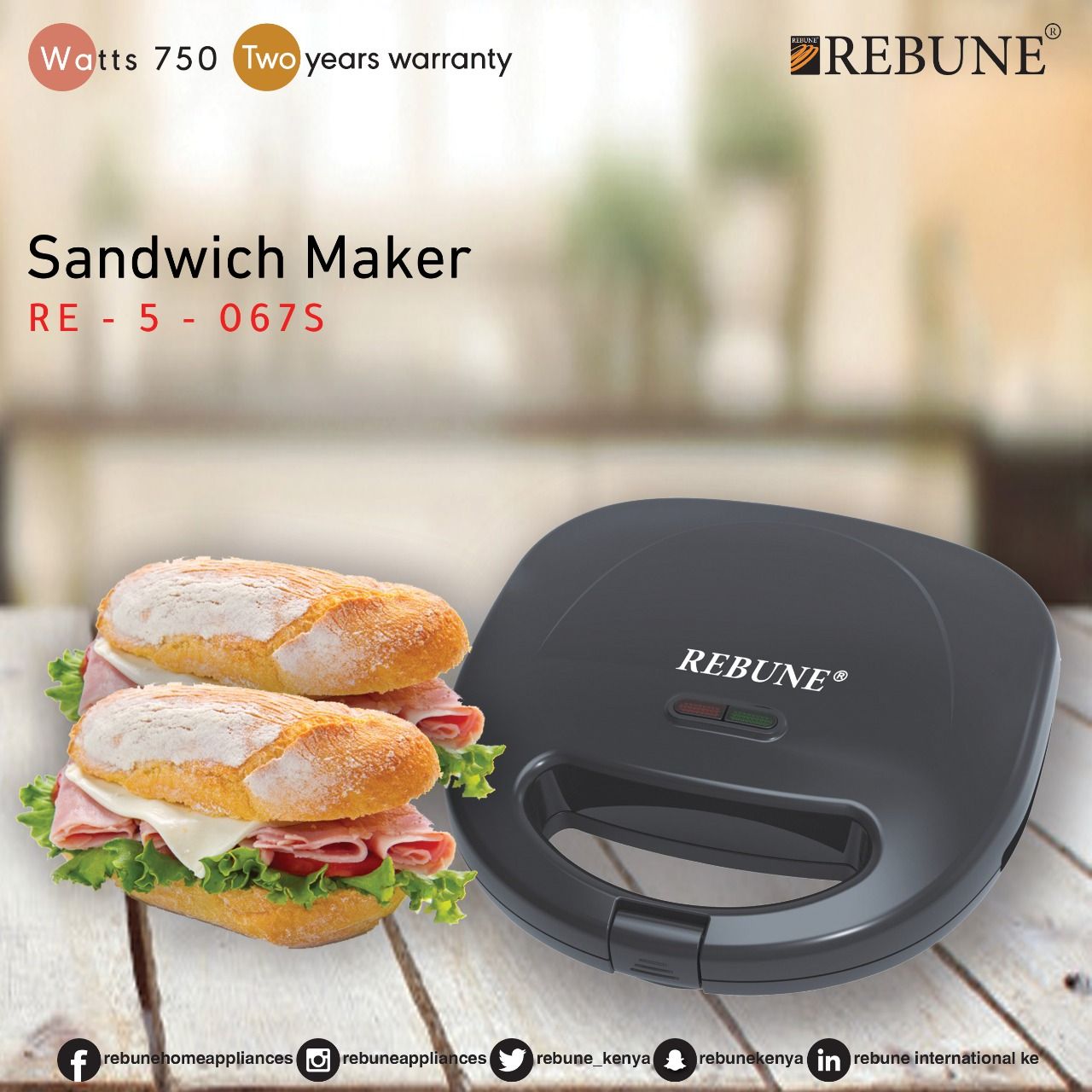 Rebune 2 Slice Sandwich Maker RE-5-067S