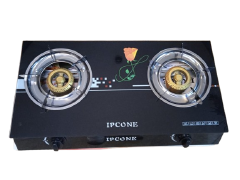 Ipcone Cooker 2 Burner  Glass Top With Free 13kg Regulator, Gas Pipe And Tighteners   8112-2