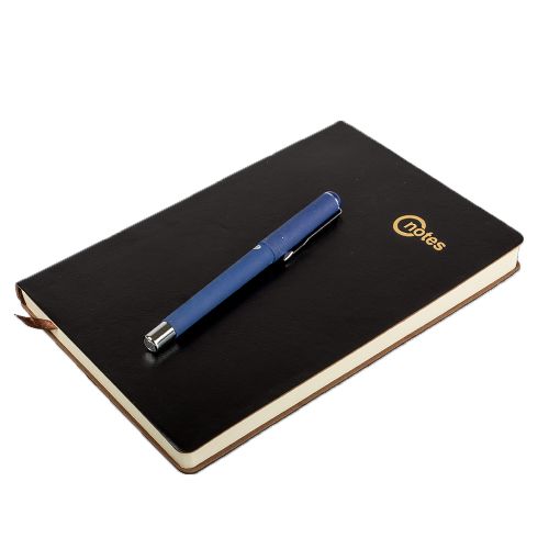 Bound Notebook And A Pen-Black