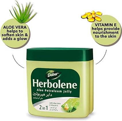 Dabur Herbolene Aloe Vera Gel Petroleum Jelly -Enhanced with Vitamin E for Deep & Intensive Skin Moisturization.
