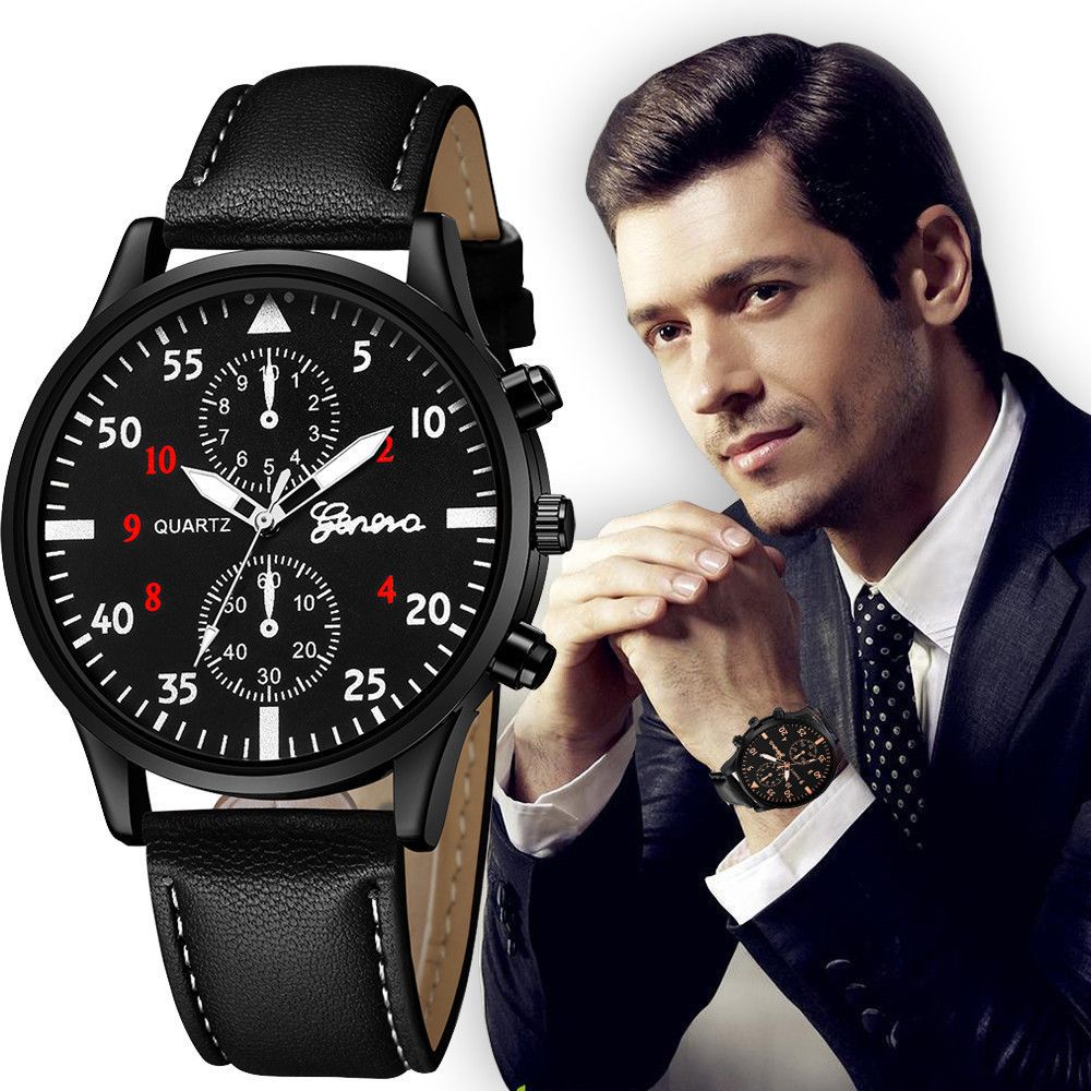 5PCS Set Fashion Mens Sports Watches Man Business Quartz Wristwatch Luxury Leather Bracelet Men Casual Clock Watch