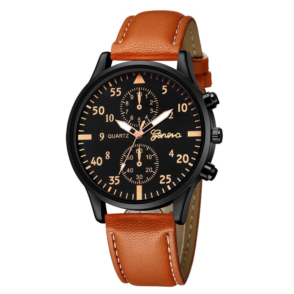 4Pcs Set Men Watch Luxury Bracelet Set Fashion Business Brown Leather Quartz Wrist Watches for Men Gift Set Relogio Masculino