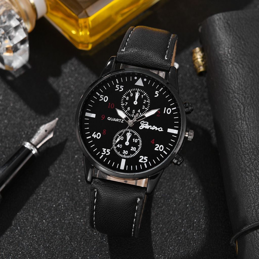 5PCS Set Fashion Mens Sports Watches Man Business Quartz Wristwatch Luxury Leather Bracelet Men Casual Clock Watch