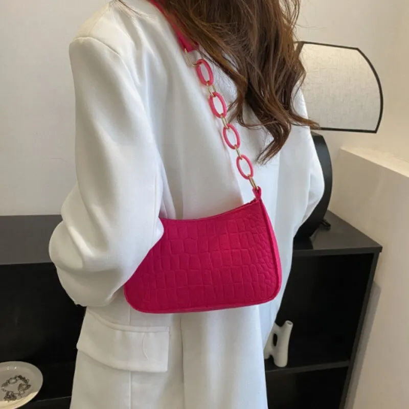 Lady Felt Armpit Design Luxury Tote Released Fashion Ladies Handbag Under Crescent Small Square Bag