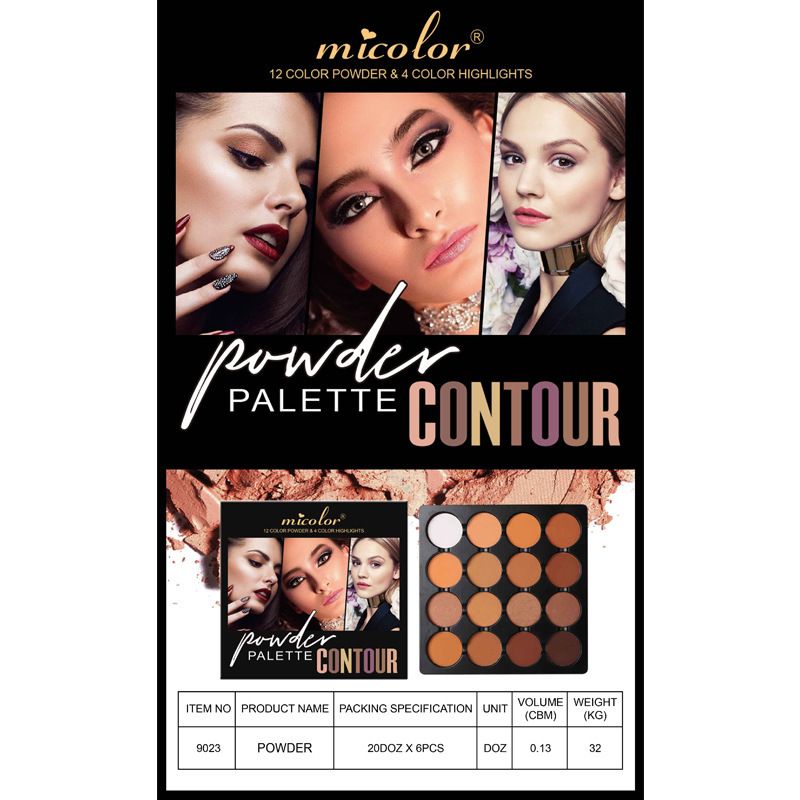 16 Matte Contour Powder Palette- 12 Color Powder, 4 Color Highlighters
,16 In 1MICOLOR Professional Powder Palette