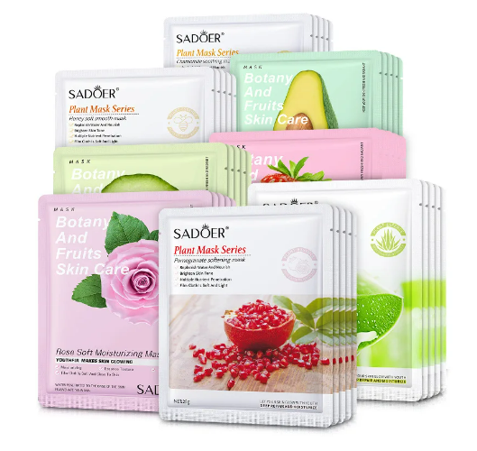 SADOER 8pcs Fruit Face Mask & Anti Wrinkle Moisturizing Skin Care Mixed Fruit Facial Mask Collagen Face Mask Moisturizing Refreshing Sheet Masks Hyaluronic Acid Facial Mask Skin Care Products