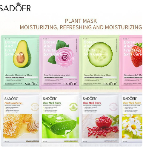SADOER 8pcs Fruit Face Mask & Anti Wrinkle Moisturizing Skin Care Mixed Fruit Facial Mask Collagen Face Mask Moisturizing Refreshing Sheet Masks Hyaluronic Acid Facial Mask Skin Care Products