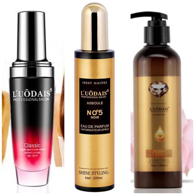 3 in 1 L'Uodais Hair Repair Oil Serum + NO°5 Noir + Curl Keeper Spray Smoothing Damaged Hair Treatment & Scalp Care Product  Hair Fragrance Spray For Women