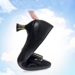 Thor New arrivals women's fashion high heels Ladies PU artificial leather shoes business stiletto heels shoes Girls office work shoes Soft soled non-slip black shoes