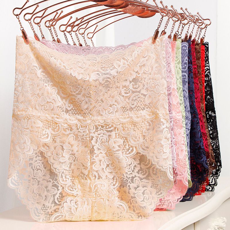 SizeL-2XL 3PCS women's high-waist-tuck lace panties Ladies' hip lift lace breathable lingerie transparent cotton crotch mesh briefs underwear