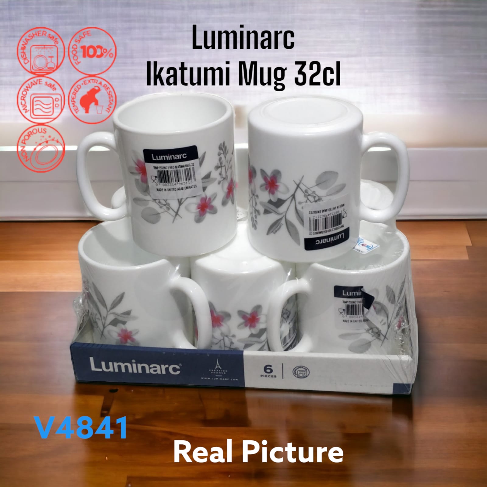 Set of 6pcs High Quality Kitchen Luminarc tea cups
