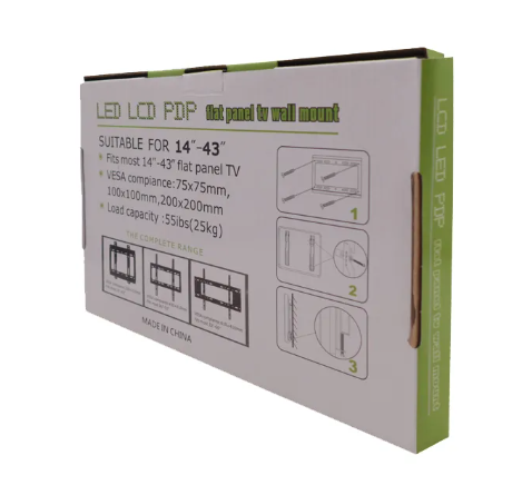 14"-43" Flat Panel TV Wall Bracket Fixed Solid Wall Mount .