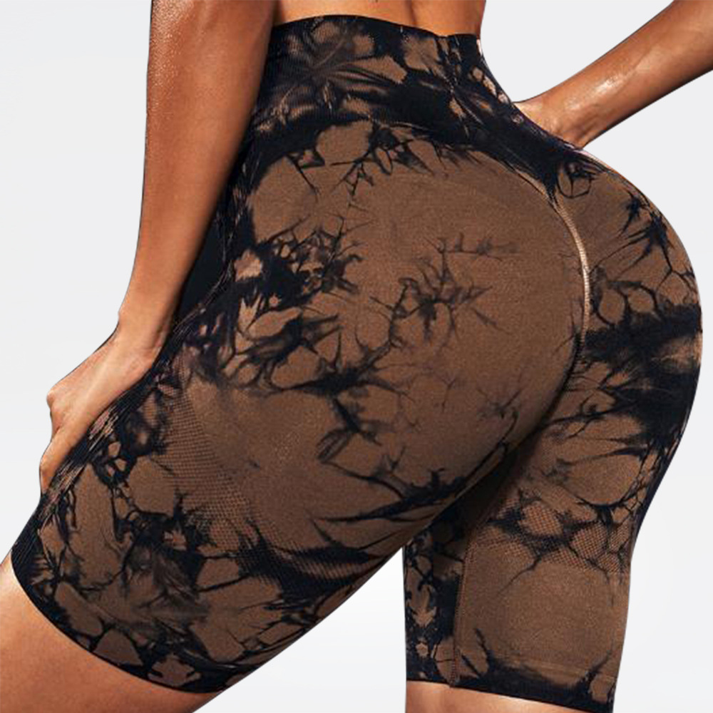 New Arrival Ladies Tie Dye Quick Drying Body Shaper Trimmer Shorts Large Size Lingerie High Elasticity Seamless Knitted Hip Lifting Abdominal  Safety Pants Outdoor Sport Shorts