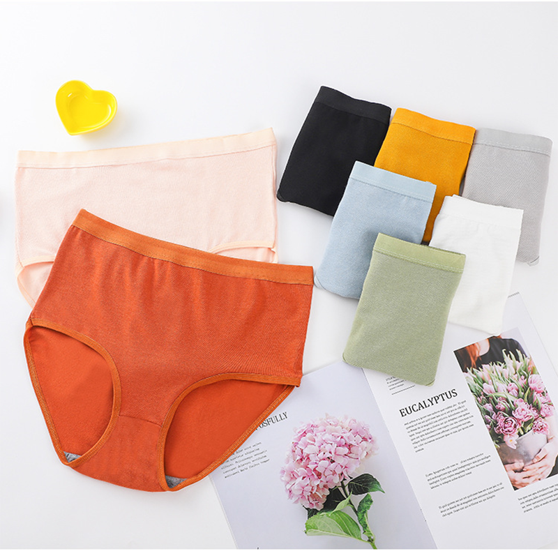 8Pcs 8Colors Panty Women High Waist Underwear Ladies Panties Big Plus Size  Buttocks Lifting Soft Material Solid Color Sexy Panty Brief Underpants
