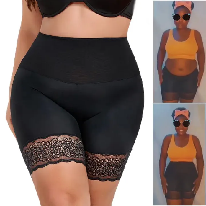 High Quality Women Abdominal Slimming Tummy Control Shapewear Butt Lifting Ice Silk Shapewear Avoid Upskirt Safty Pants Render Panties Lace Short Pants Bottom Underwear