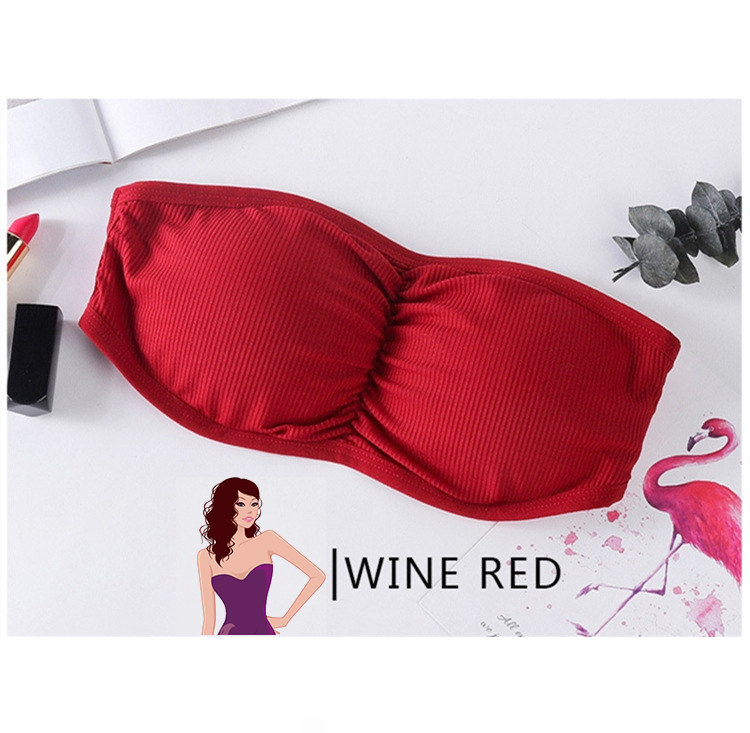 3Pcs Women Strapless Bra Removable Padded Hollow Out Back Wireless Underwear  Adjustable Bralette Lingerie Push Up Brassiere