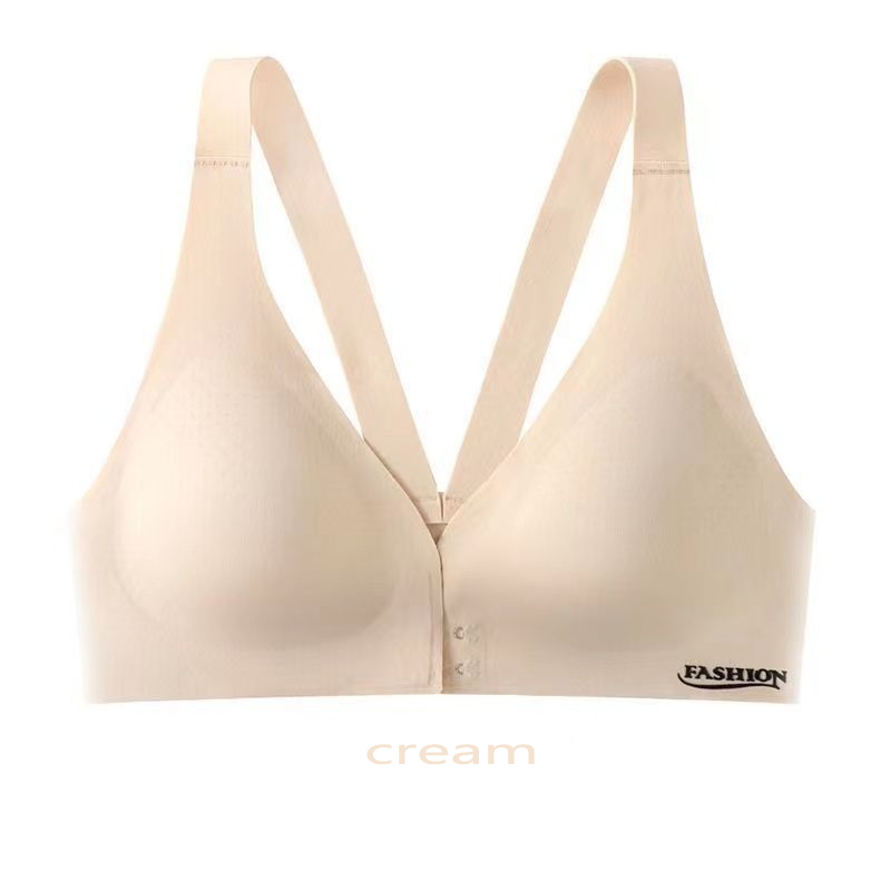 2Pcs-4Pcs Front Button Underwear Women's Gathered Latex Bra Ice Silk Beautiful Back Vest Style Bra Student Adult Bra